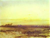 Richard Parkes Bonington - Landscape with Harvesters at Sunset